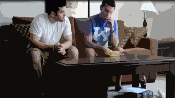 Bill and Ethan eating Fig Newtons