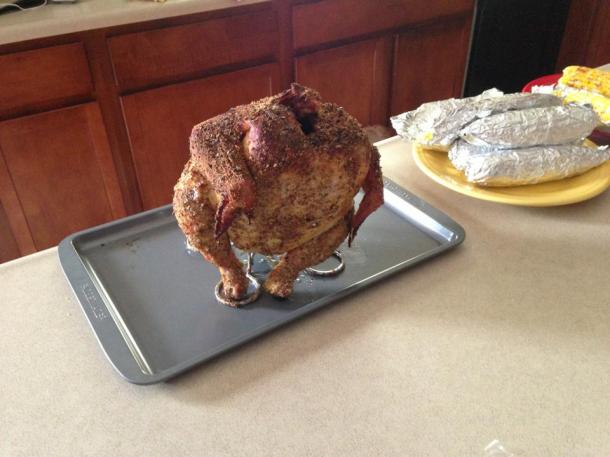 This chicken never saw it coming.